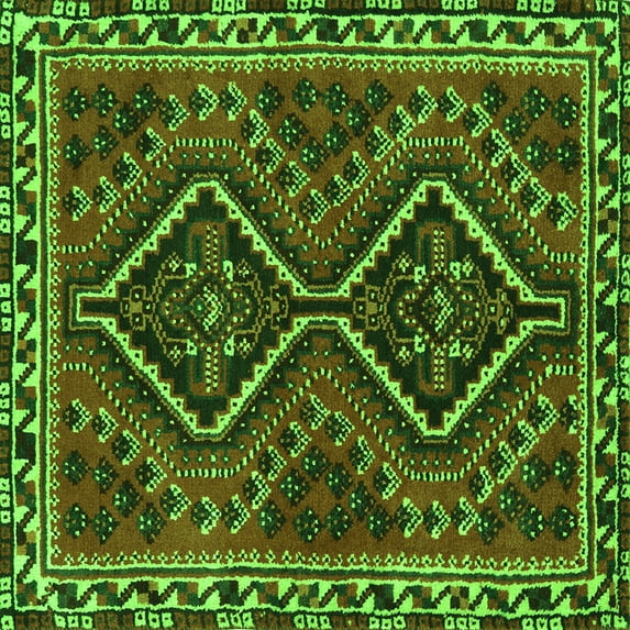 Ahgly Company Indoor Square Persian Green Traditional Area Rugs, 4' Square