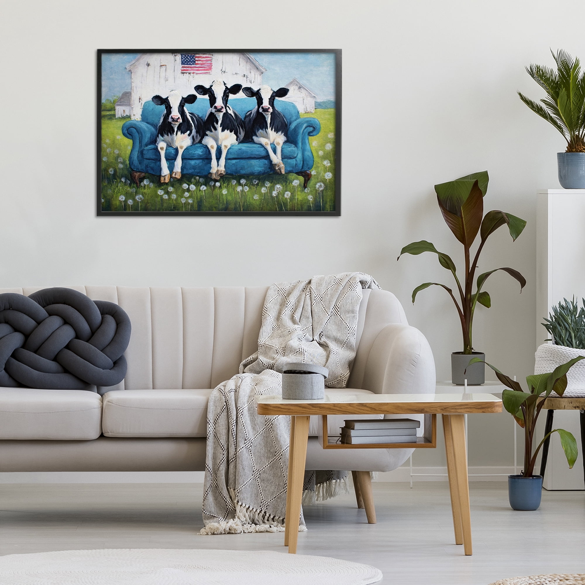 Stupell Industries Barnyard Sofa Sisters Black Framed Giclee Art, design by Tina LeCour
