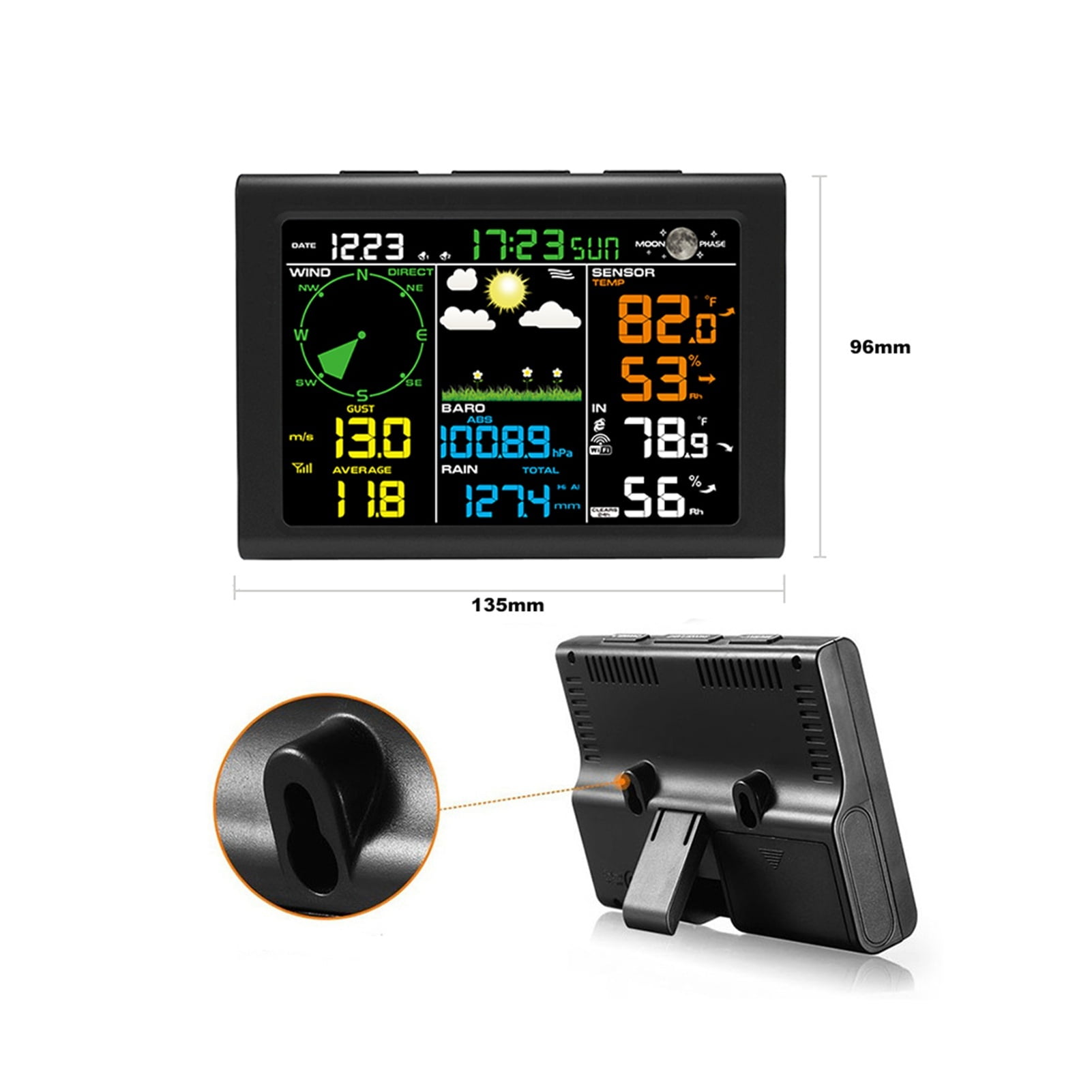 Weather Station with WiFi Wireless Rain Gauge Wind Gauge Humidity Professional Weather Forecast Outdoor Sensor ,Easy to Operate