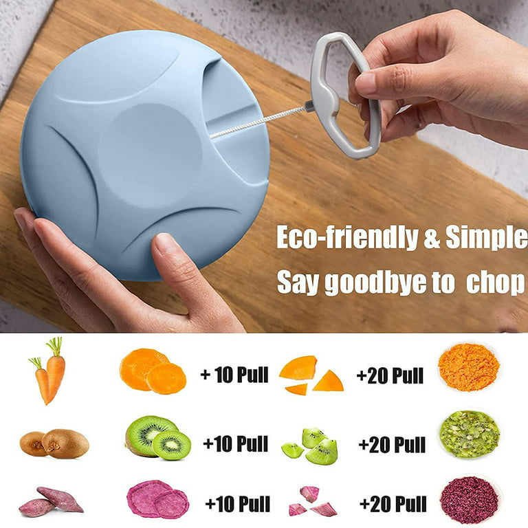 VIVEFOX Hand Held Vegetable Chopper, Manual Food Processor, Hand Held  Garlic Chopper, Easy Pull & Large-capacity, Garlic Dicer for Kitchen 