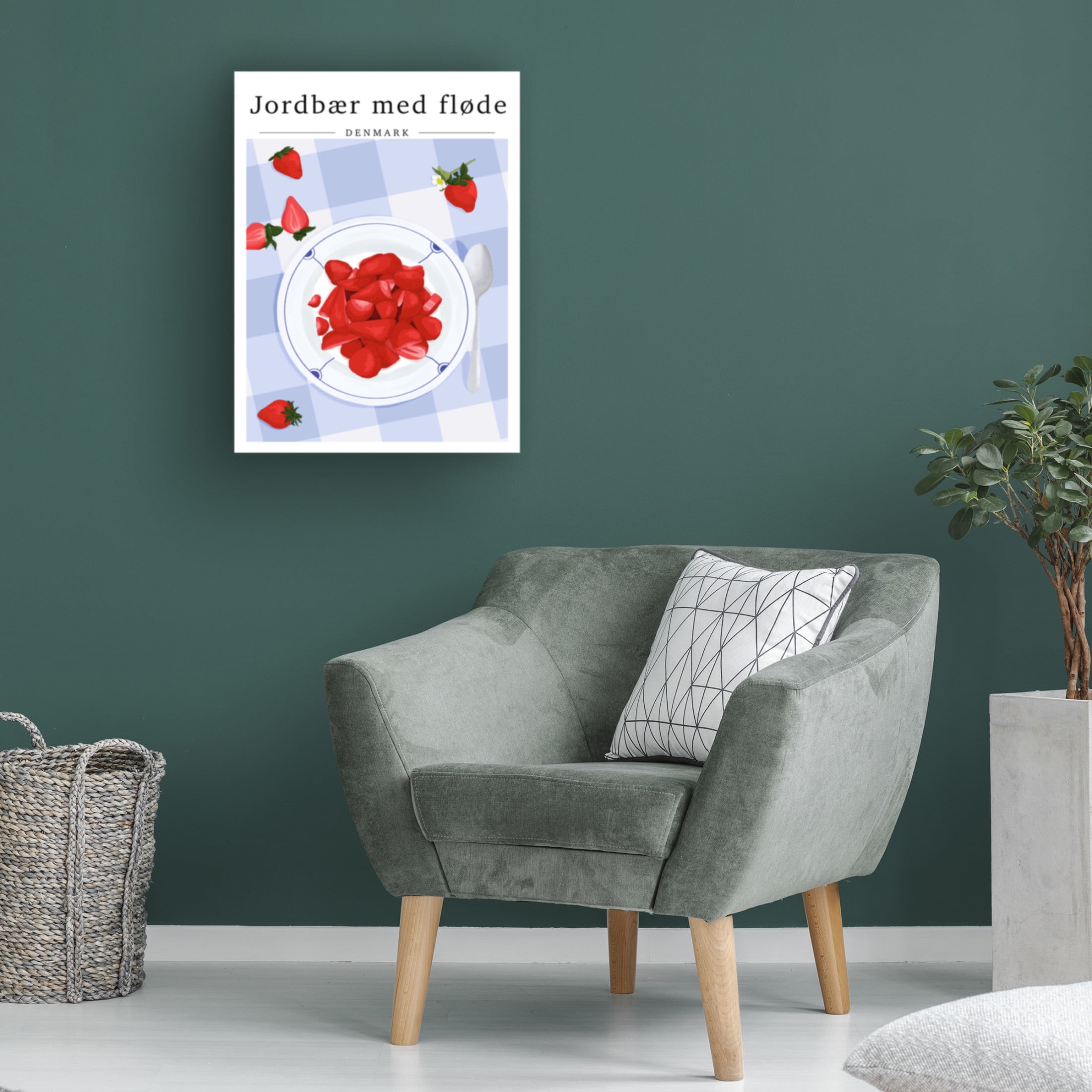Canvas Wall Art - Bykammille 'Strawberry With Cream Denmark' Wall Art for Living Room, Bedroom, or Office Décor by Trademark Fine Art - 35 x 47 Inches