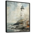 thumbnail image 2 of Designart "Coastal Lighthouse In Minimal Grey I" Beach Light House Floater Framed Wall Art Prints, 2 of 5