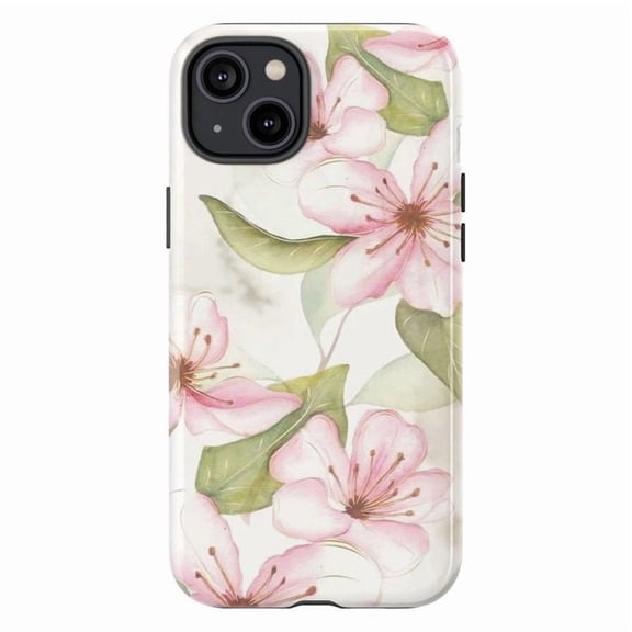 Soft Pink Floral Phone Case, Watercolor Blossom Design iPhone Cover, Elegant Artistic Protective Case for iPhone 17 16 15 14 13 12 11 Pro Plus Mini