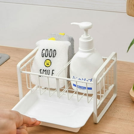 SHINYPASING Sink Organizer Rack For Kitchen White 1Pcs 7.3*4.7*4.4in