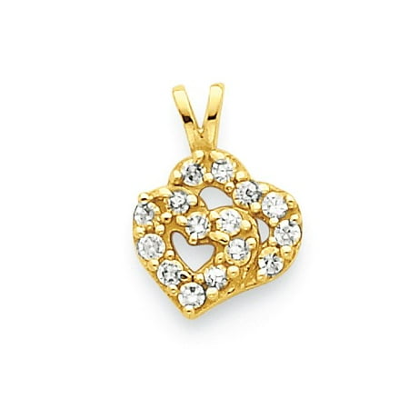 10k Yellow Gold CZ Double Heart Pendant
