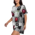 thumbnail image 2 of Bixox Women's Cherries laid Printed Pajama Set 2 Piece Lounge Set Top and Shorts Soft Pajamas, Shorts with Pockets, 2 of 7