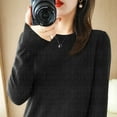 thumbnail image 1 of Nouvelle Collection Automne-Hiver pour Femmes, Chandail Uni à Col Rond, Chandail Mode à Manches Longues en Tricot, Chandail de Base, Haut pour Femmes, 1 of 5