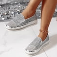 thumbnail image 3 of Women's Fashion Rhinestone Slip On Sneakers Comfortable Non Slip Walking Shoes Glitter Platform Loafers Silver Size 9.5, 3 of 5