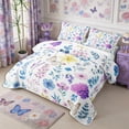 thumbnail image 3 of Manfei Botanical Flower Butterfly Twin Quilt Set 2 Pieces,Spring Garden Twin Coverlet Set,1 Bedspread and 1 Pillowcase, 3 of 7
