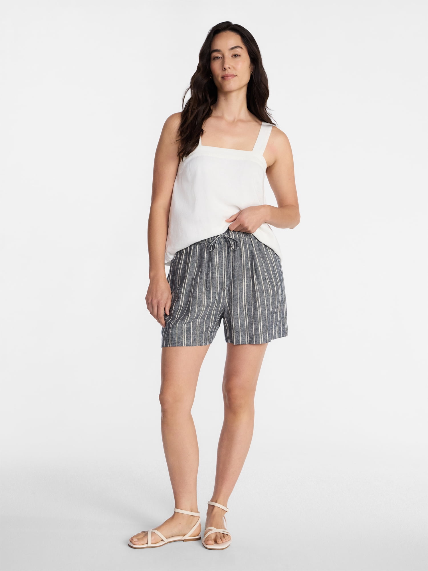 Time and Tru Women's Linen Blend Shorts, Sizes XS-XXXL
