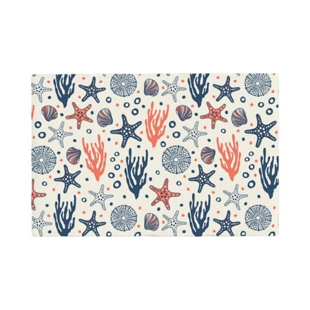 

Placemats Set of 4 Starfish Shell Heat Resistant Non - Slip Place mats Waterproof table mat for Kitchen Dining-4片装