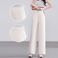 thumbnail image 2 of Women's Thin Summer Wide-Leg Pants Straight-Cut, White, 2 of 6