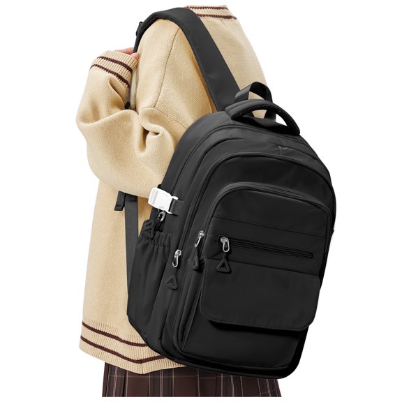 Simple Backpack for School Teenagers Aesthetic Backpack, Black Backpack for Women School Backpack for College Men Bookbags for Teens, Lightweight Book Bags Waterproof Casual Daypack School Bag