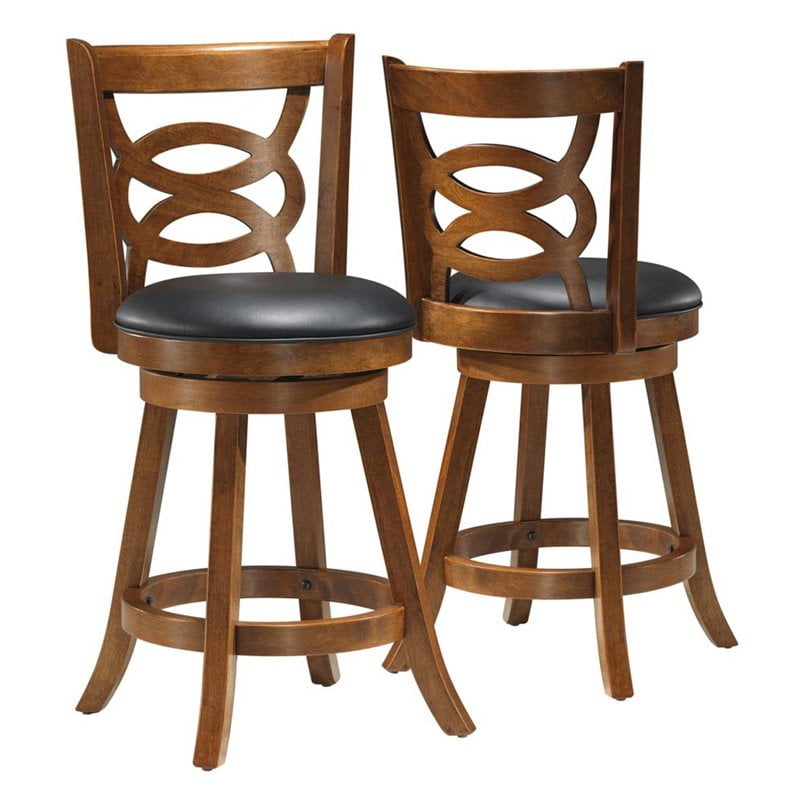 Pemberly Row 24" Swivel Counter Stool in Dark Oak (Set of 2) Walmart