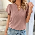 thumbnail image 6 of Timegard Eyelet Tops for Women V Neck Ruffle Short Sleeve Loose Tee Shirts Summer Beach Dressy Casual, 6 of 8