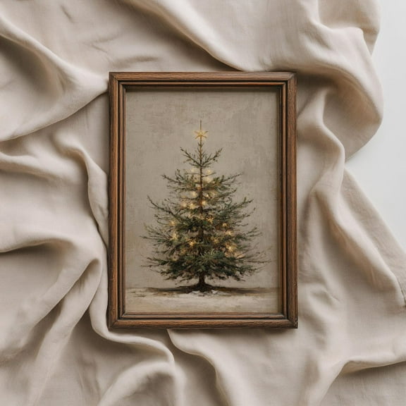Vintage Style Christmas Tree Poster Rustic Fir Tree Wall Decor Canvas Art Prints Painting Picture Artwork Home Bedroom Rustic Christmas Decoration No Frame
