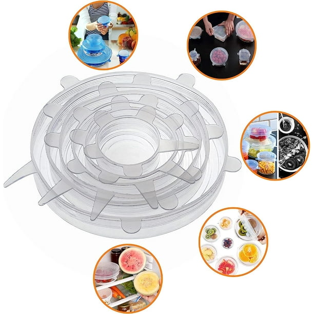 Tapas Elásticas de Silicona, Flexibles, Ecológicas, Herméticas, Tapaderas Para Mantener Alimentos Frescos, Set de 6 Piezas de Diferentes Tamaños Ajustables Reutilizables Genérica tapas elasticas