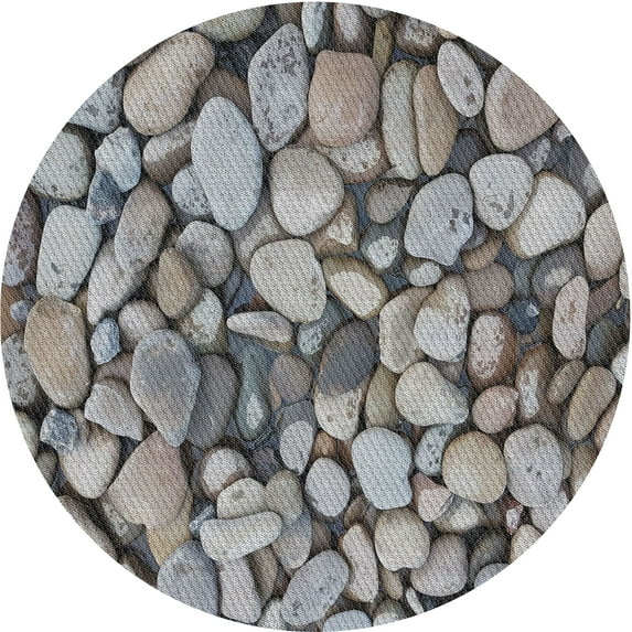 Ahgly Company Machine Washable Indoor Round Transitional Silver Gray Area Rugs, 3' Round