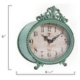 thumbnail image 3 of Woven Paths 6.5" x 2" x 6.25" Antique Style Pewter Mantel Clock in Distressed Aqua, 3 of 8