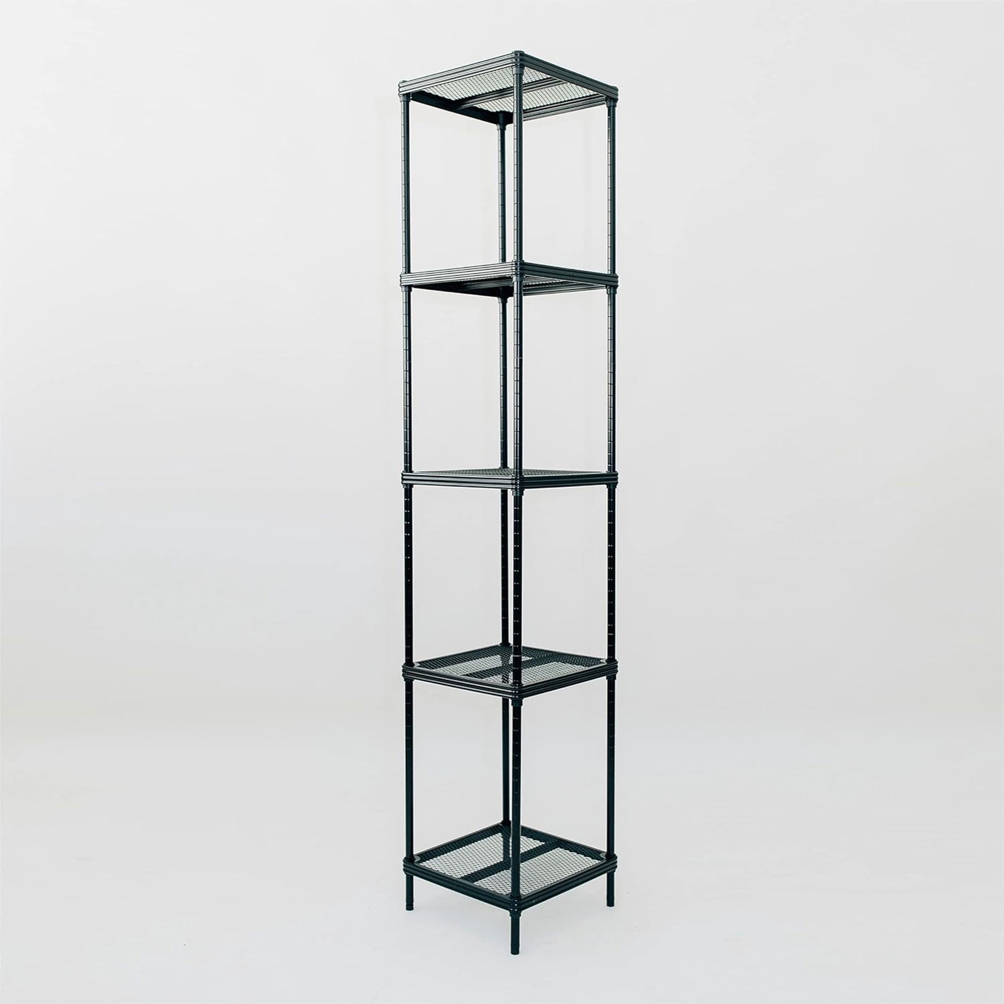 Design Ideas MeshWorks 5 Tier Metal Storage Shelving Unit Tower, Black