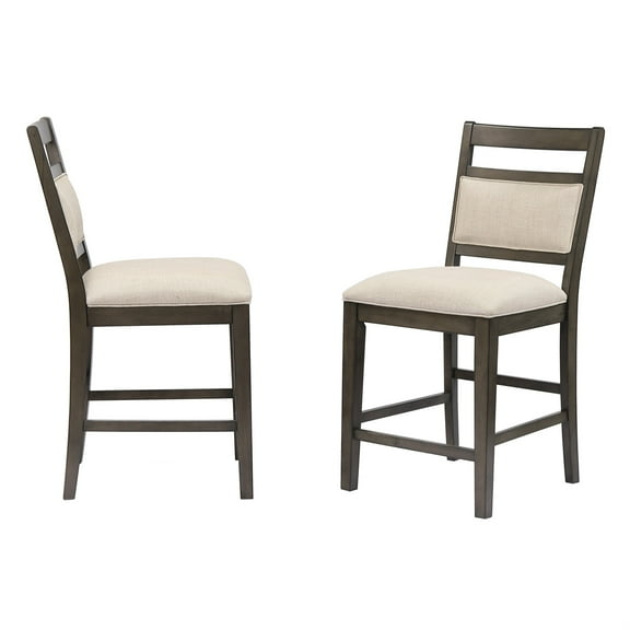 Sunset Trading Shades of Gray 25" Upholstered Fabric Wood Barstool in Gray