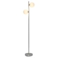 thumbnail image 2 of Simple Designs 66" Tall Mid Century Modern Standing Tree Floor Lamp with Dual White Glass Globe Shade for Study, Living Room, Bedroom, Entryway, Brushed Nickel, 2 of 9