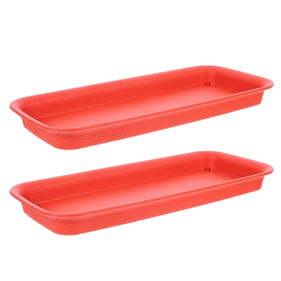 LEORX 2Pack Rectangular Planter Plates to Catch Water for Plant Pots 12X5.4X0.8In