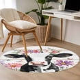 thumbnail image 5 of Round Area Rug 3ft, Summer Floral Cow Butterfly Non-Shedding Washable Area Rug, Farmhouse Animal Floral on Wood Non Slip Low-Profile Circle Rugs for Living Room, Bedroom Dining Room, 5 of 9