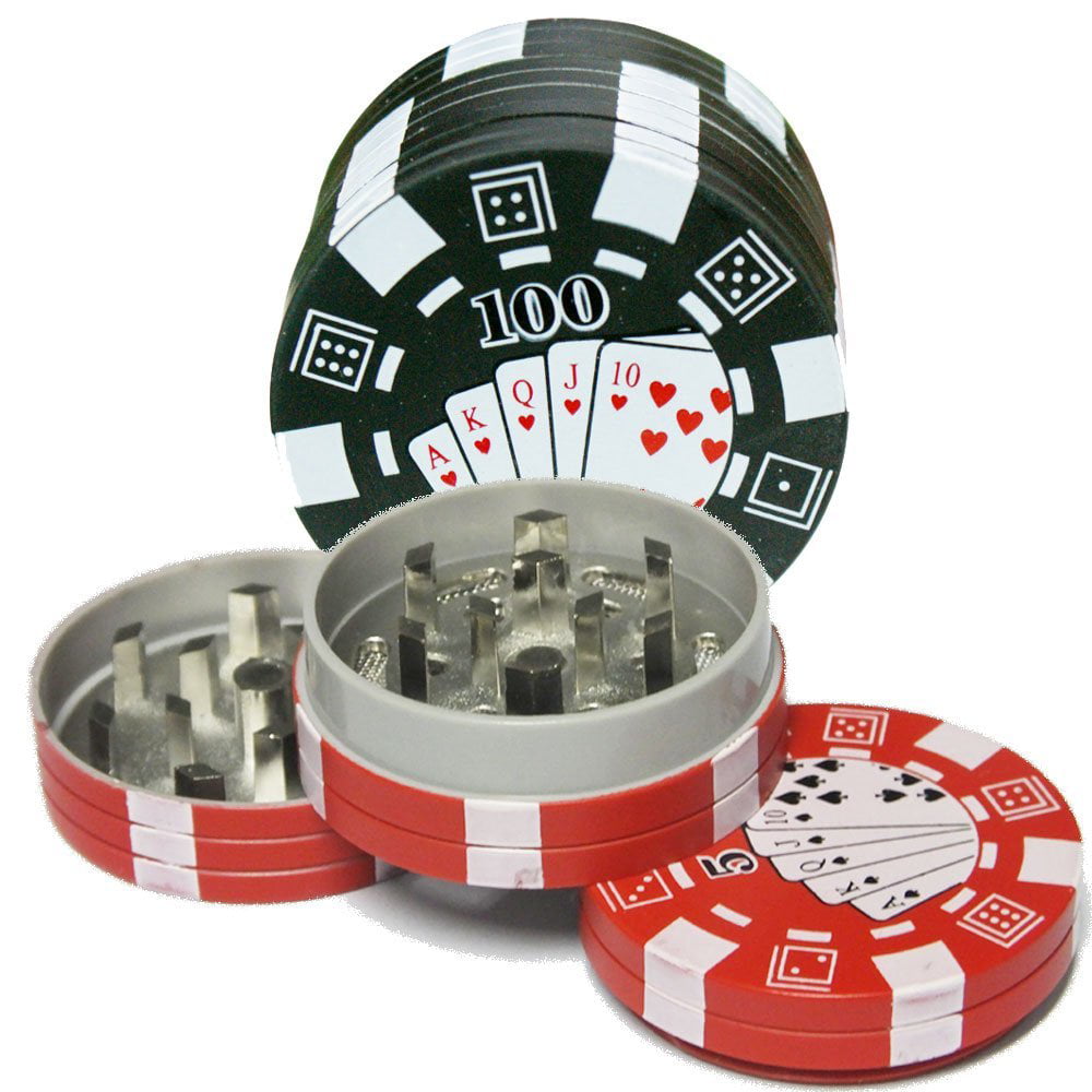 Poker Chip Style Set of 3 Aluminum Herb Tobacco Grinders 3 Piece Hand Mueller 