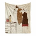 thumbnail image 1 of Feminine Soft Flannel Fleece Throw Blanket, Hair Care Concept with a Girl in the Bathroom Self-care, Cozy Plush for Indoor and Outdoor Use, 50" x 60", Beige Chocolate, by Ambesonne, 1 of 5