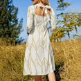 thumbnail image 5 of Gold Geometric Abstract Pattern Design Women's Fall Dresses Casual Loose Flowy Swing Shift Dress, 5 of 9