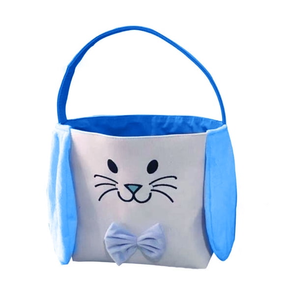 GROFRY Cartoon Rabbit Design Bowknot Canvas Bucket Bag Handbag Basket Easter Supply