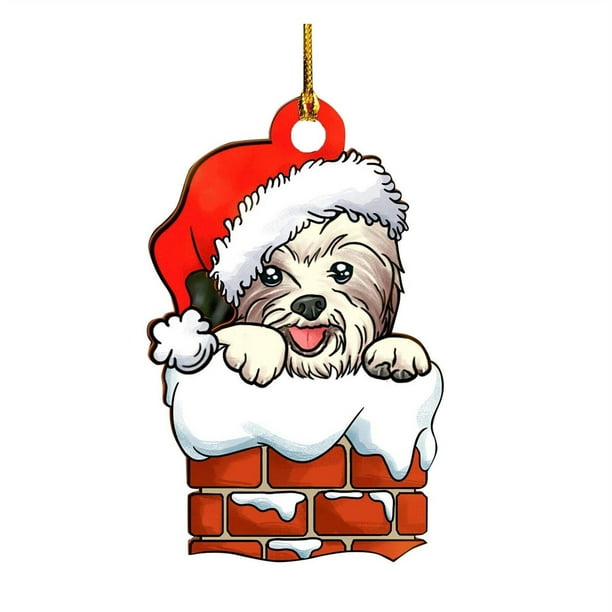 1 colgante para interior de coche con forma de perro, adorno navideño para árbol de Navidad.