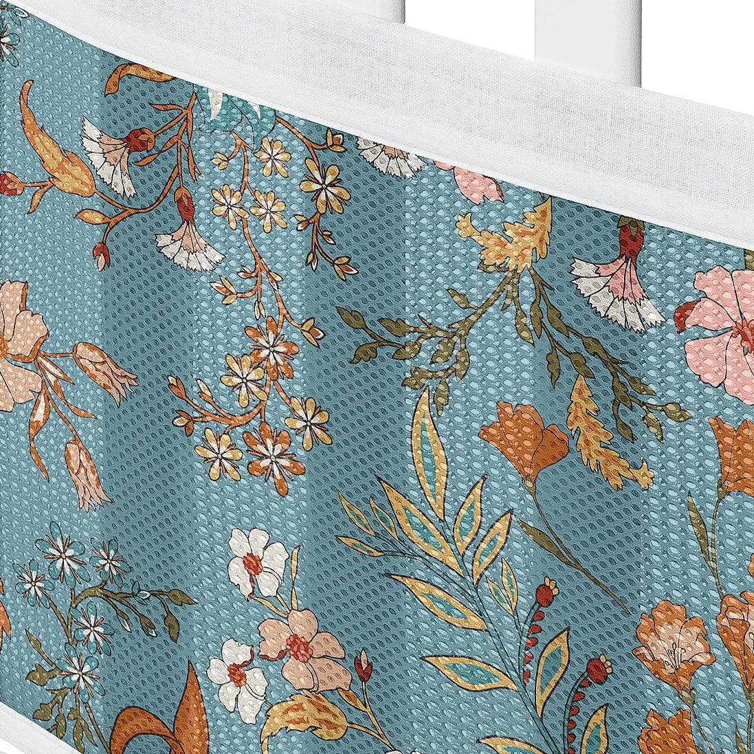 Sweet Jojo Designs + BreathableBaby Boho Floral Wildflower Blue and Orange Girl Breathable Mesh Crib Liner