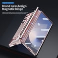 thumbnail image 3 of Dteck for Samsung Galaxy Z Fold6 Case with Slim Pen, Fold 6 Pen with S Pen Holder + Camera Lens Film + Front Screen Protector + Kickstand, Luxury Crystal Clear Case for Galaxy Z Fold6 5G 2024,Rosegold, 3 of 7