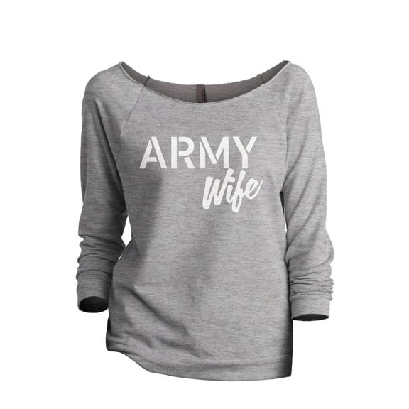 Army Wife Women's Fashion Slouchy 3/4 Sleeves Raglan Lightweight Sweatshirt Sport Grey Large