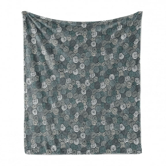 Geometric Soft Flannel Fleece Throw Blanket, Hand Drawn Spiral Arrangement Sketch Style Geometric Design Circular Pattern, Cozy Plush for Indoor and Outdoor Use, 70" x 90", Multicolor, by Ambesonne