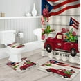 thumbnail image 3 of FMSHPON TruckHibiscus FlowerFrog Vintage Wooden Plank Puerto Rico Flag 4 Piece Bathroom Set Shower Curtain Bath Rug Contour Mat and Toilet Lid Cover, 3 of 7