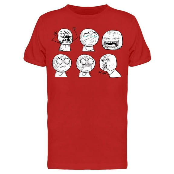 Emotional Internet Memes Faces T-Shirt Men -Image by Shutterstock, Male 3X-Large