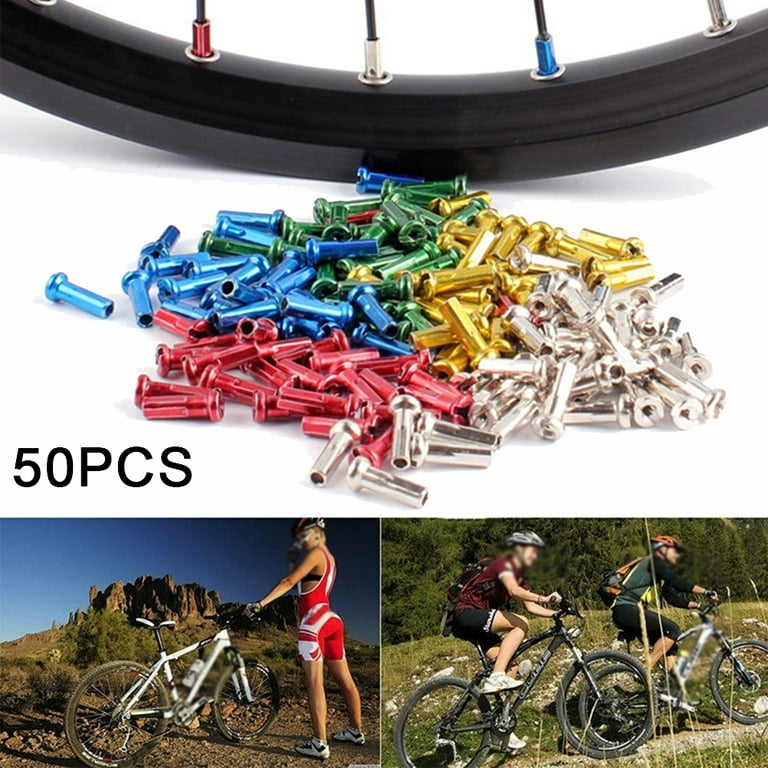 Goodhd 50pcs/set Bike Bicycle Cycling Copper Spoke Nipples 14mm 14G  Multi-color