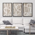 thumbnail image 2 of IDEA4WALL Framed Canvas Print Wall Art Set of 3 Abstract Line Geometric Modern Digital Art Beige & Brown Prints Wall Decor Retro Minimalist Contemporary Artwork For Home Decor - Black 24"x36"x3, 2 of 5
