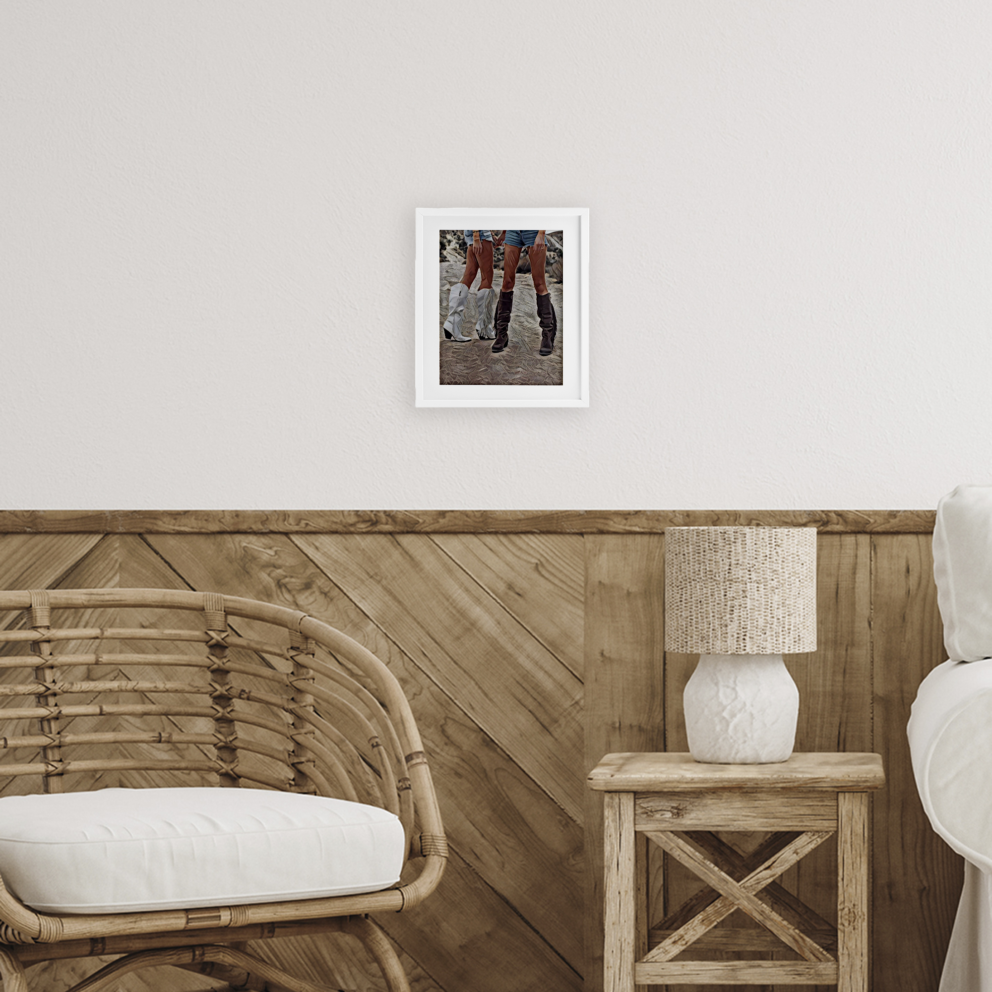 Rodeo Girls Friendship White Framed Print Under Glass, design by Jesse Keith