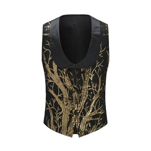Cloudstyle Men's Sequin Vest for Youth, Business Casual Slim Fit Waistcoat, Year-Round Regular Thickness