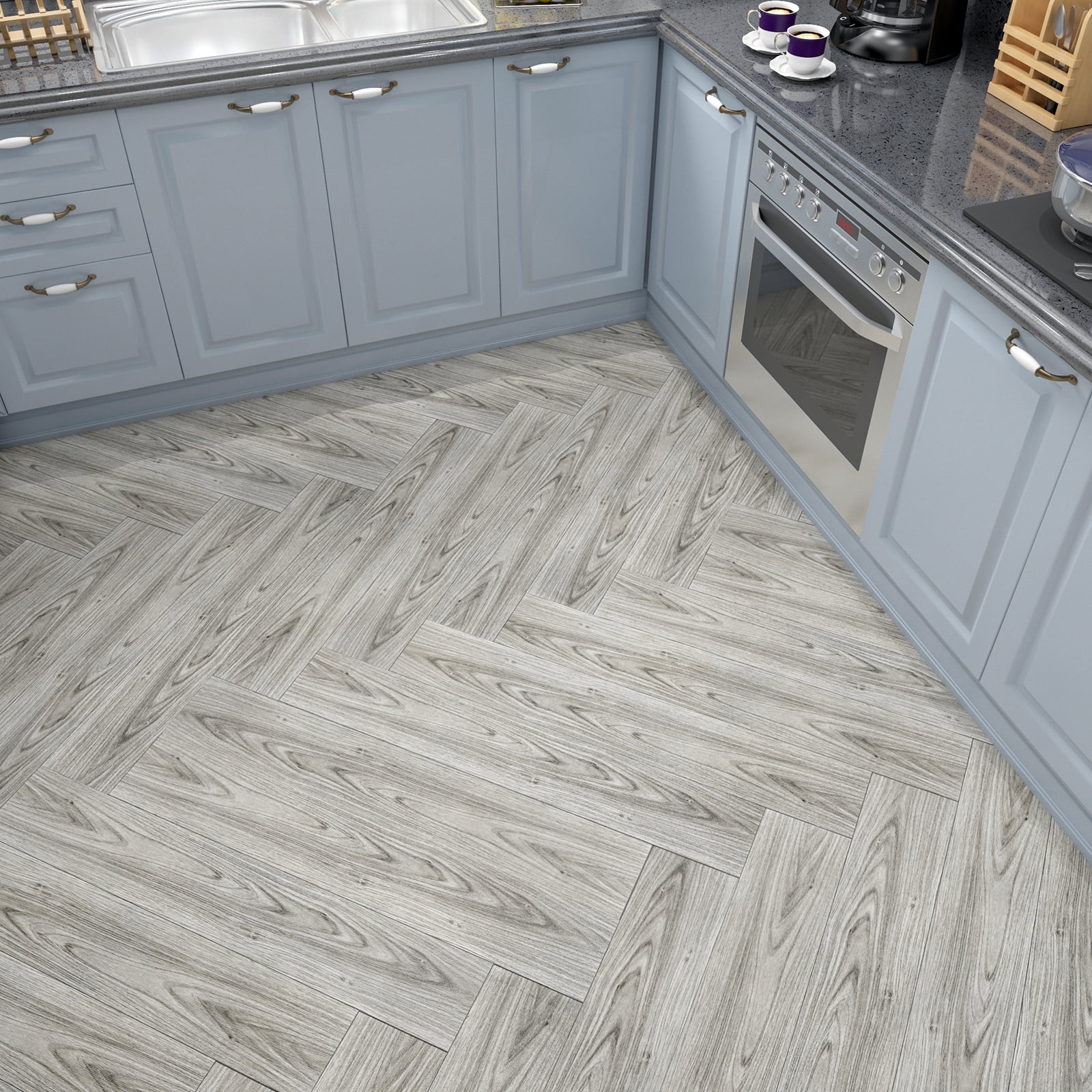 Decotalk Vinyl Flooring Wood Floor Tiles Peel and Stick Flooring for