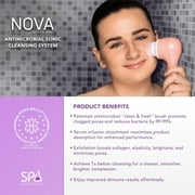 Spa Sciences NOVA - Sonic Facial Cleansing and Exfoliating Device with Antimicrobial Brush Bristles, Serum Infuser for Men & Women