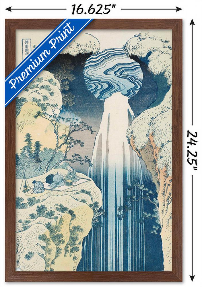 The Amida Waterfall in the Far Reaches of the Kisokaido Road Wall Poster, 14.725" x 22.375" Framed