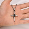thumbnail image 4 of PAMTIER Unisex Stainless Steel Personality Hip Hop Elegant Unique Rose Flower Cross Pendant Amulet Crucifix Necklace Simple Jewelry Silver Free Chain, 4 of 6
