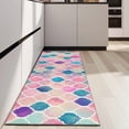 thumbnail image 4 of Multi Color Moroccan Checkered Pattern Kitchen Rug Mat,Kitchen Runner Rugs Non Skid Washable,Decorative Kitchen Floor Mats for Kitchen,Sink,Laundry,17"X47", 4 of 5