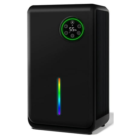 HUMSURE Semiconductor Dehumidifier (120oz High-Capacity Dehumidification) LED, with Smart Remote Control, Timer, 7-Colour Ambient Lighting, Drain Hose, Sleep Mode, Energy-Efficient Dehumidifier