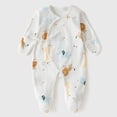 thumbnail image 2 of Newborn Preemie Boys Girls Underwear Pajamas Rompers Home Clothes Footed Sleeper Gown With Mitten Footed Print Infant Play For 0 6 Months Yellow Rompers Baby Gift, 2 of 6